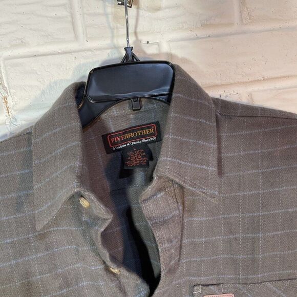 Vintage Five Brother  Plaid Flannel Long Sleeve Button Shirt Blue Made In USA - Picture 3 of 6